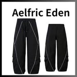 Aelfric Eden Parachute Sweatpants Size Large Black Y2K 90's Hip Hop Baggy Fun